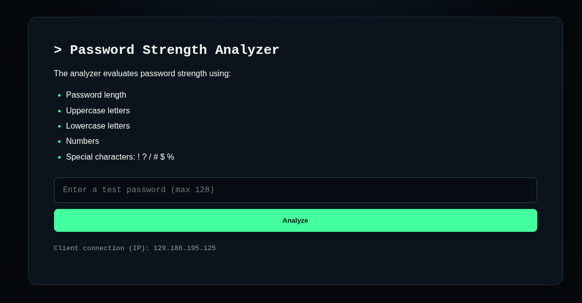 Password analyzer running on Pathwaays